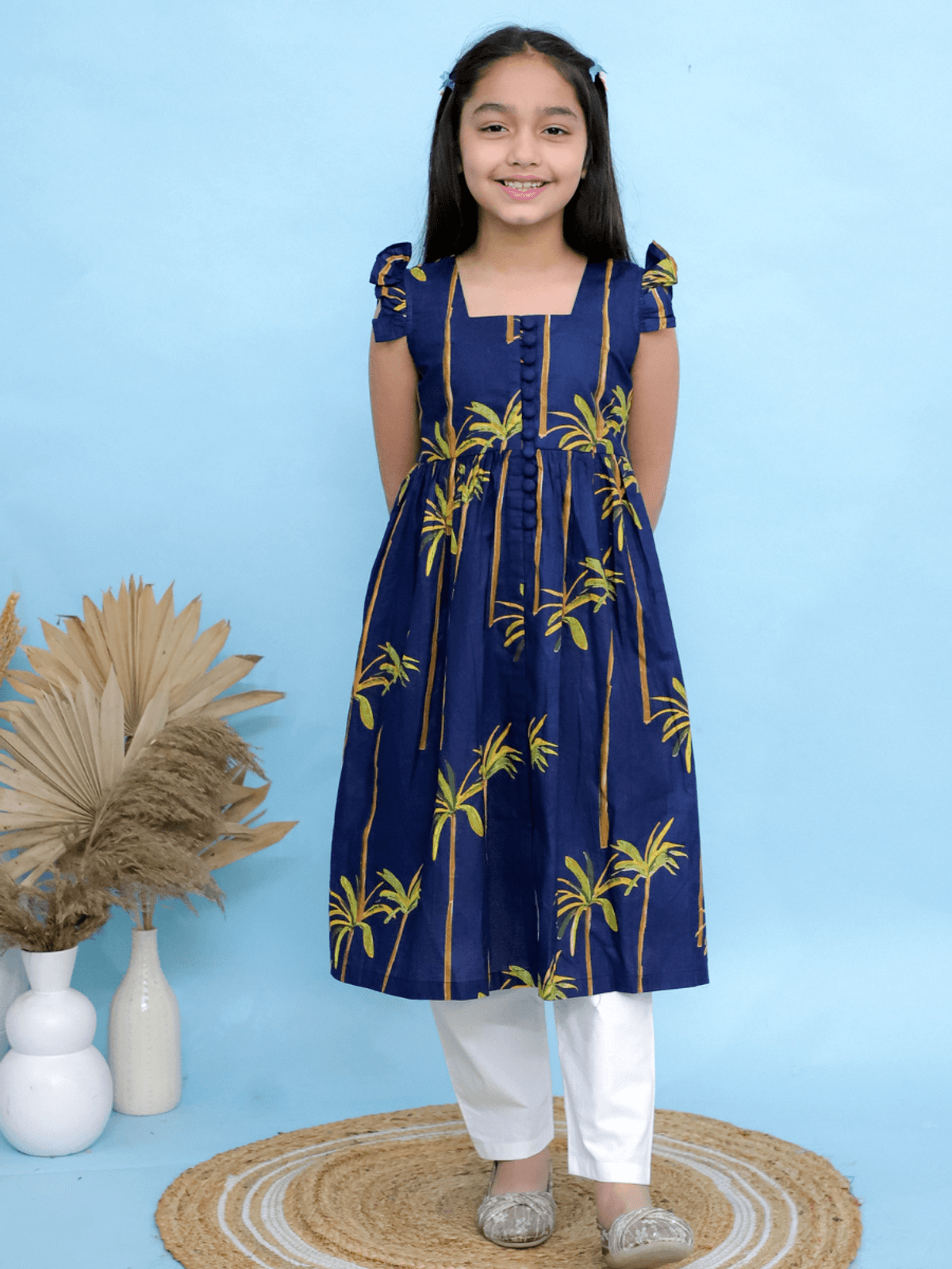 Palm Printed Cape Set