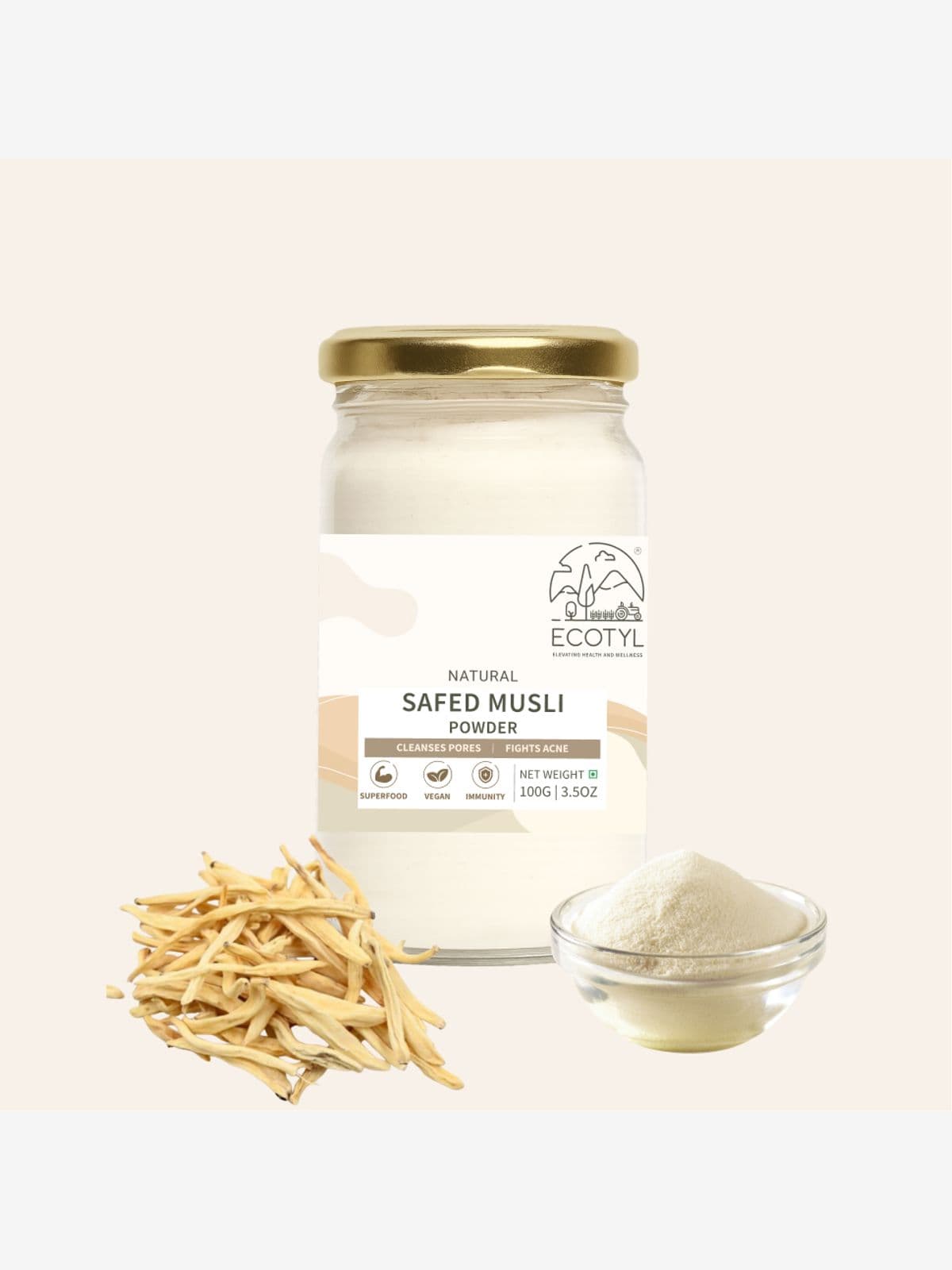 Ecotyl Safed Musli Powder | Boosts Stamina & Immunity | Ayurvedic Herb | 100g