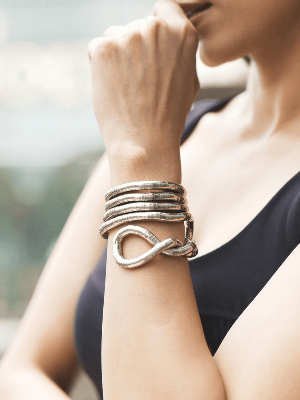 Bendable snake necklace - silver