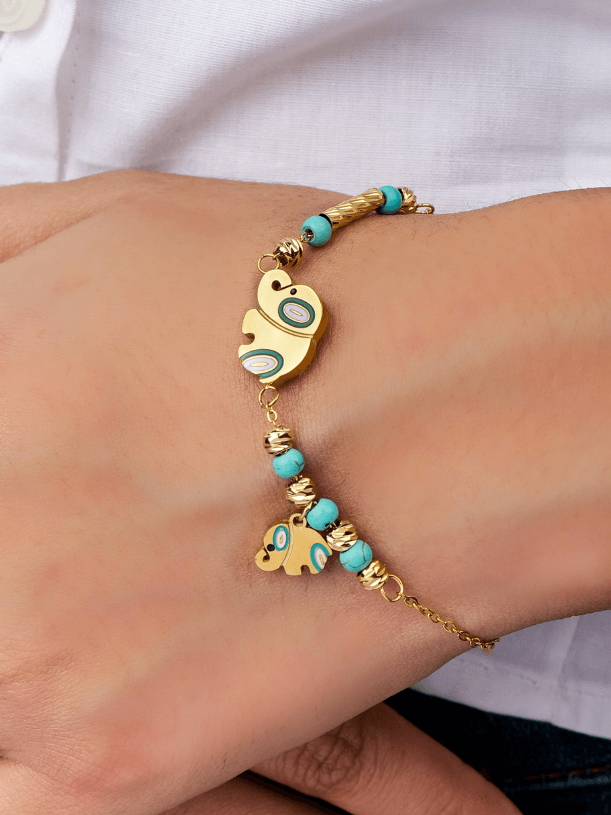 Nazar Elephant Charm Bracelet