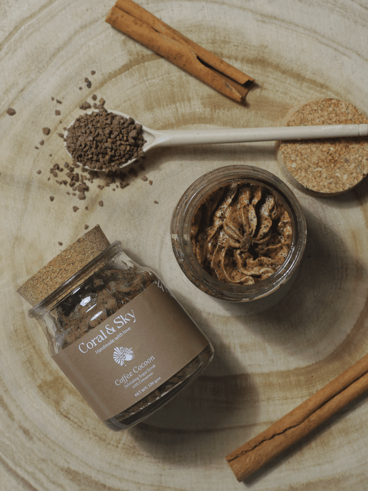 Exfoliating Sugar Body Scrub with Coffee & Cinnamon