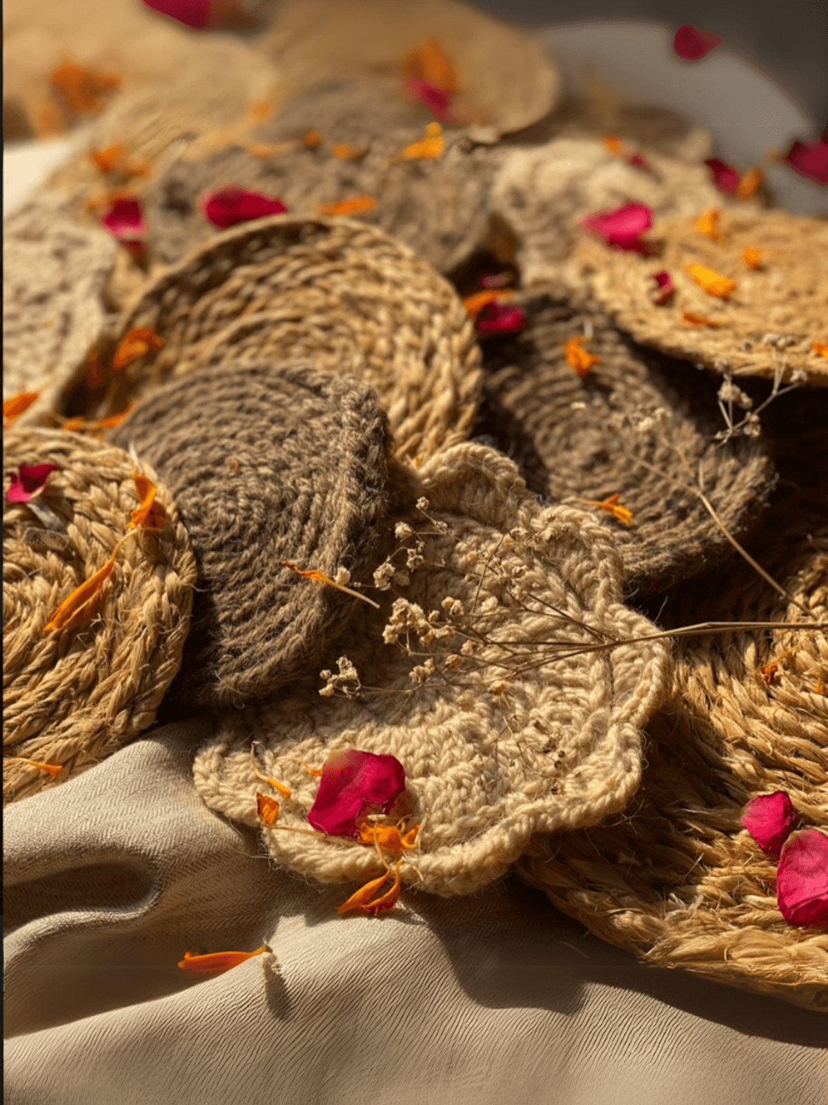 Hand Knitted Coasters ~ Pure Himalayan Wool