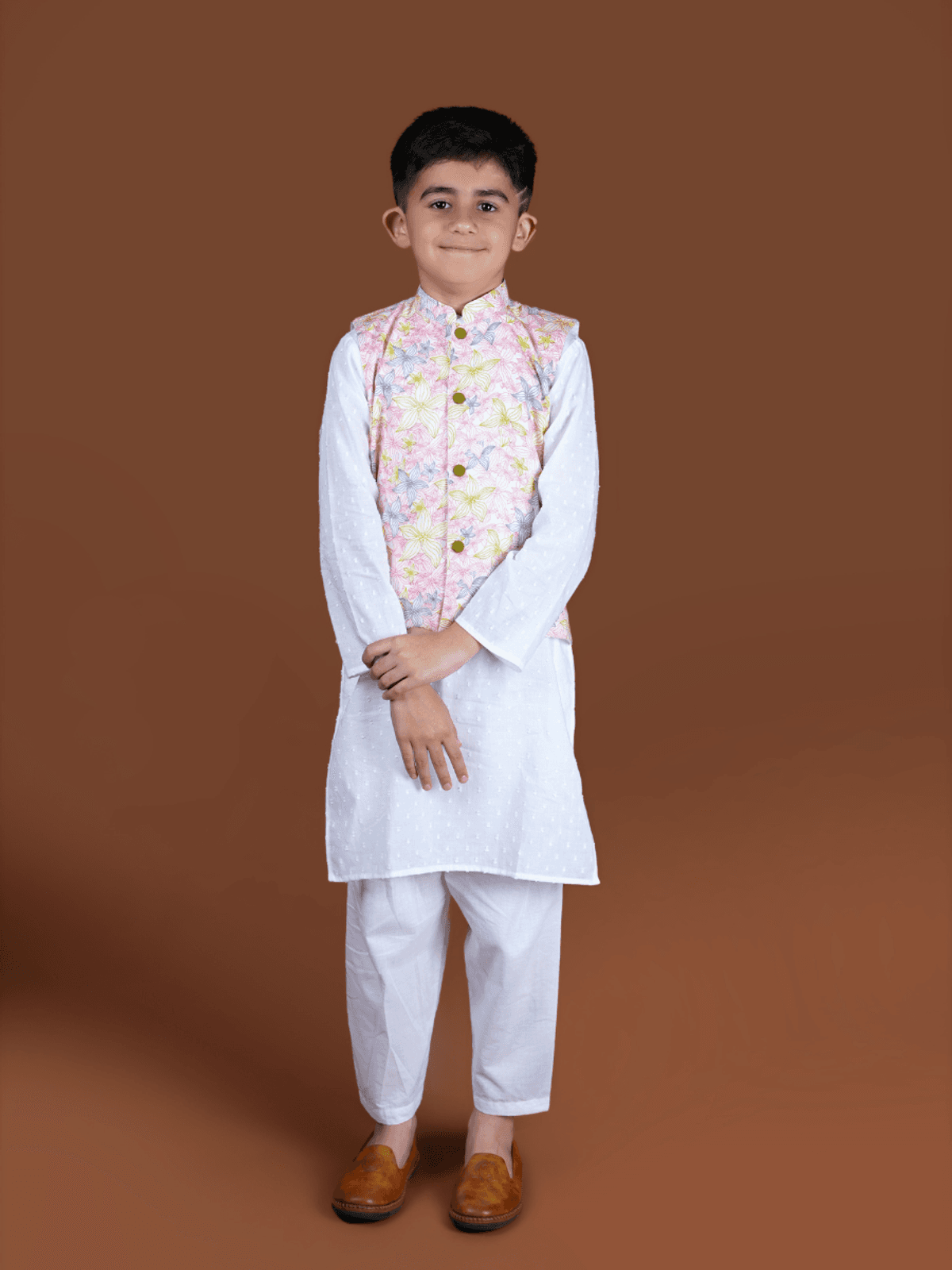 Contour Floral Nehru Jacket and Kurta Set