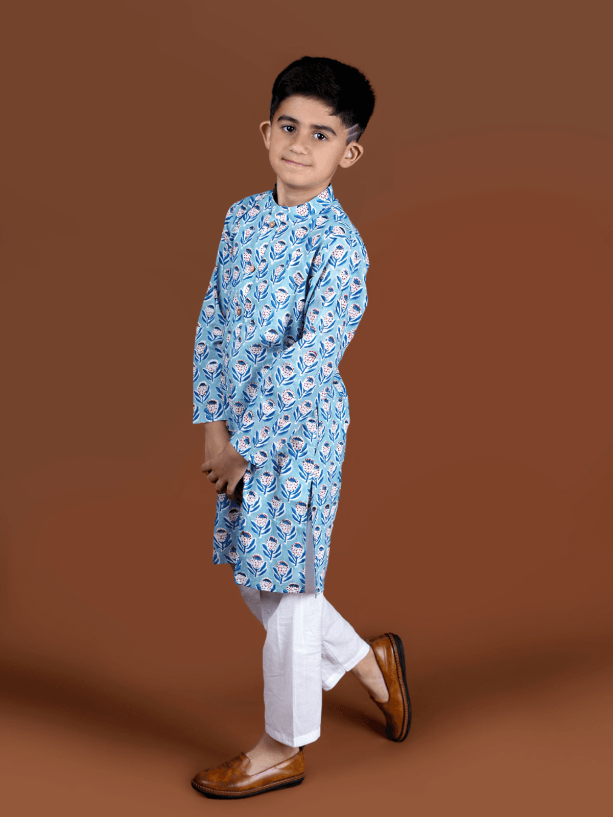 Blue Handblock Kurta Set