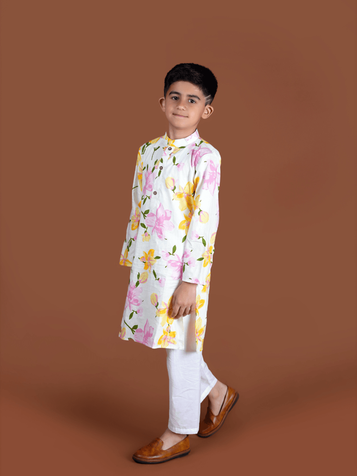 Yellow Floral Print Kurta Set