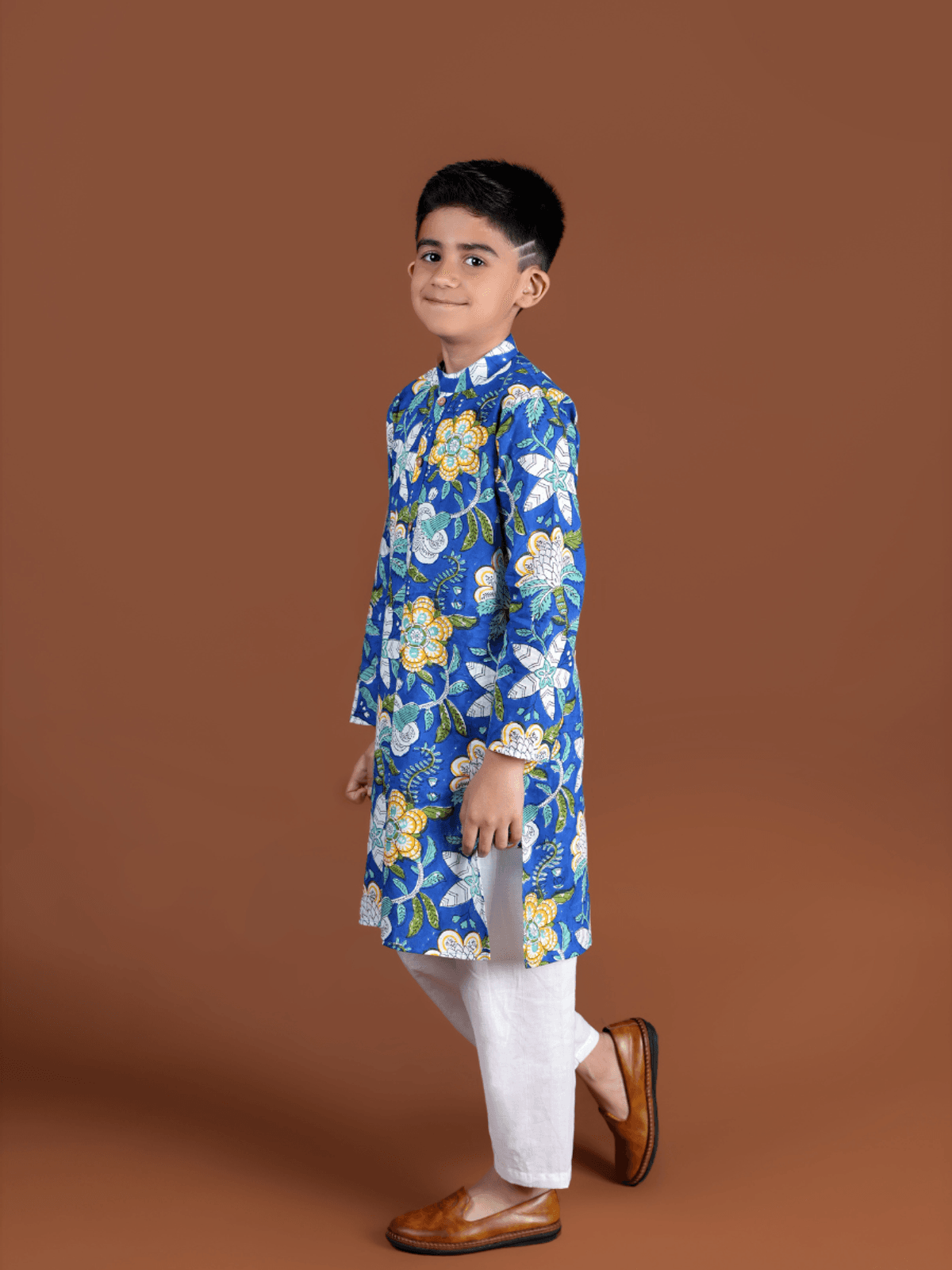 Royal Blue Block Printed Kurta Set