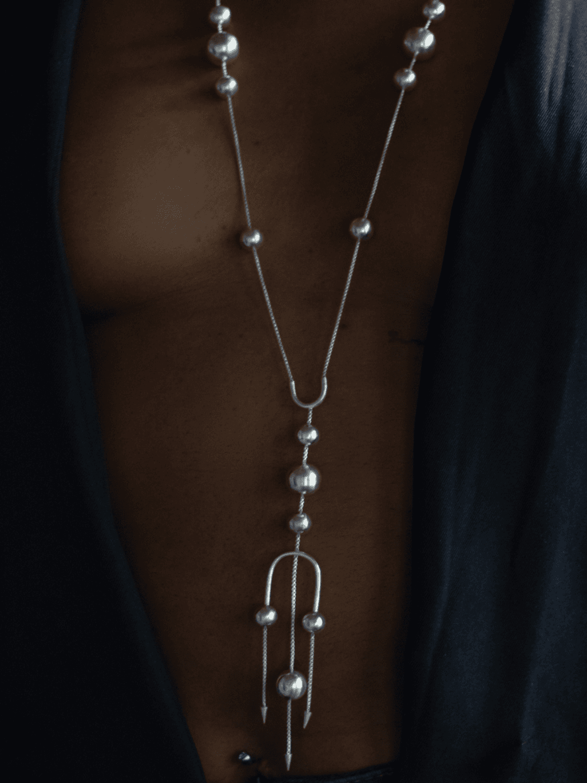Deco silver trio lariat