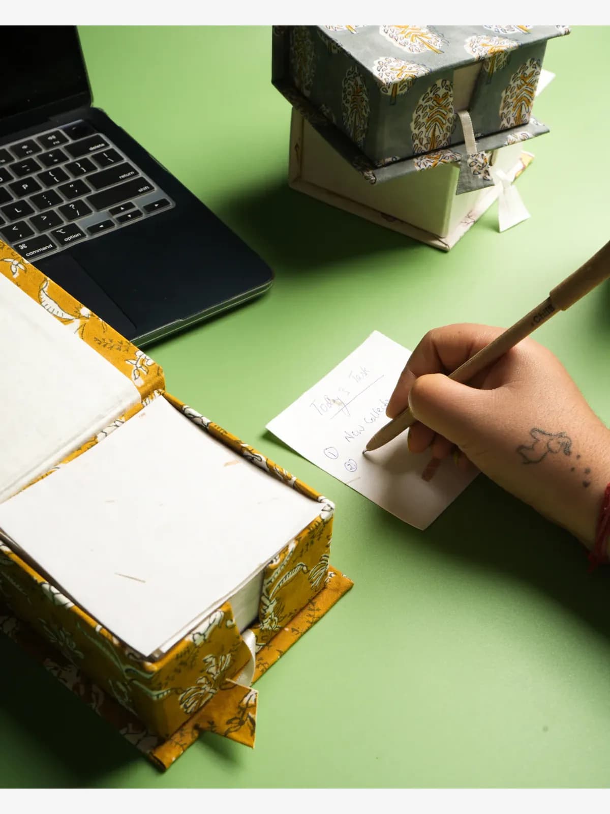 Block Printed Handmade Paper Notes Box – Memo Paper Holder