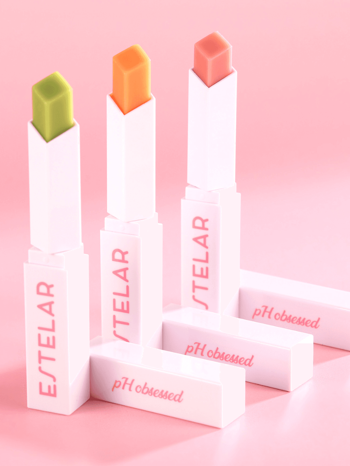 pH Color Changing Lipstick, Green, Pink & Orange Tints, Hydrating & Long-Lasting, 2.6g