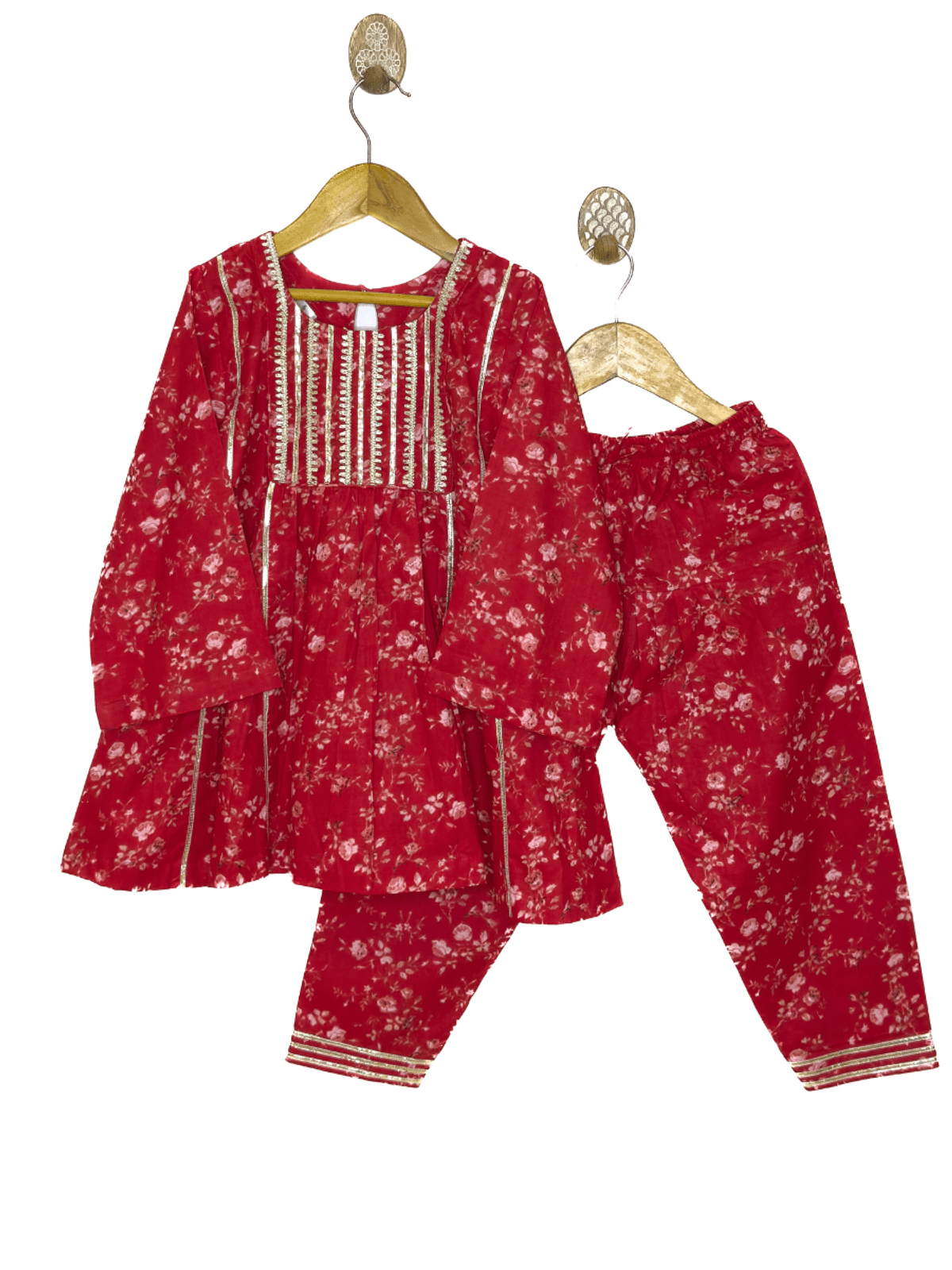 Red Floral Choga Salwar
