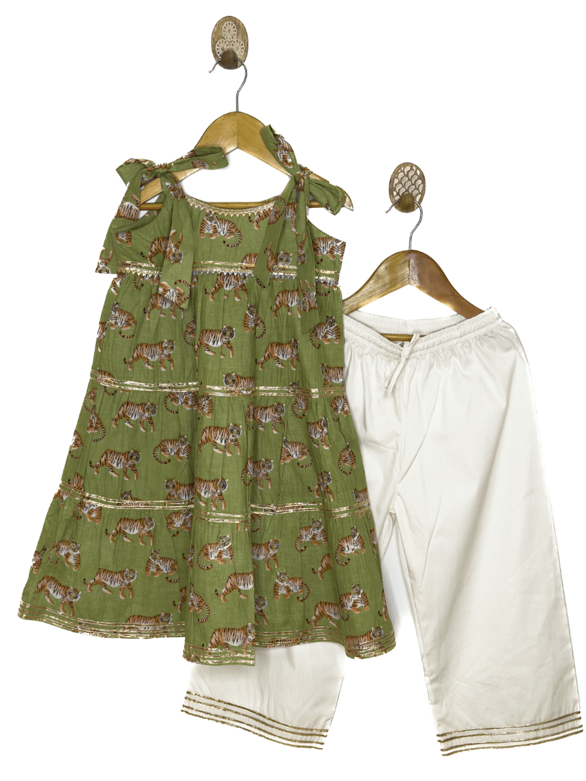 Green Sher Kurta Plazo Girls