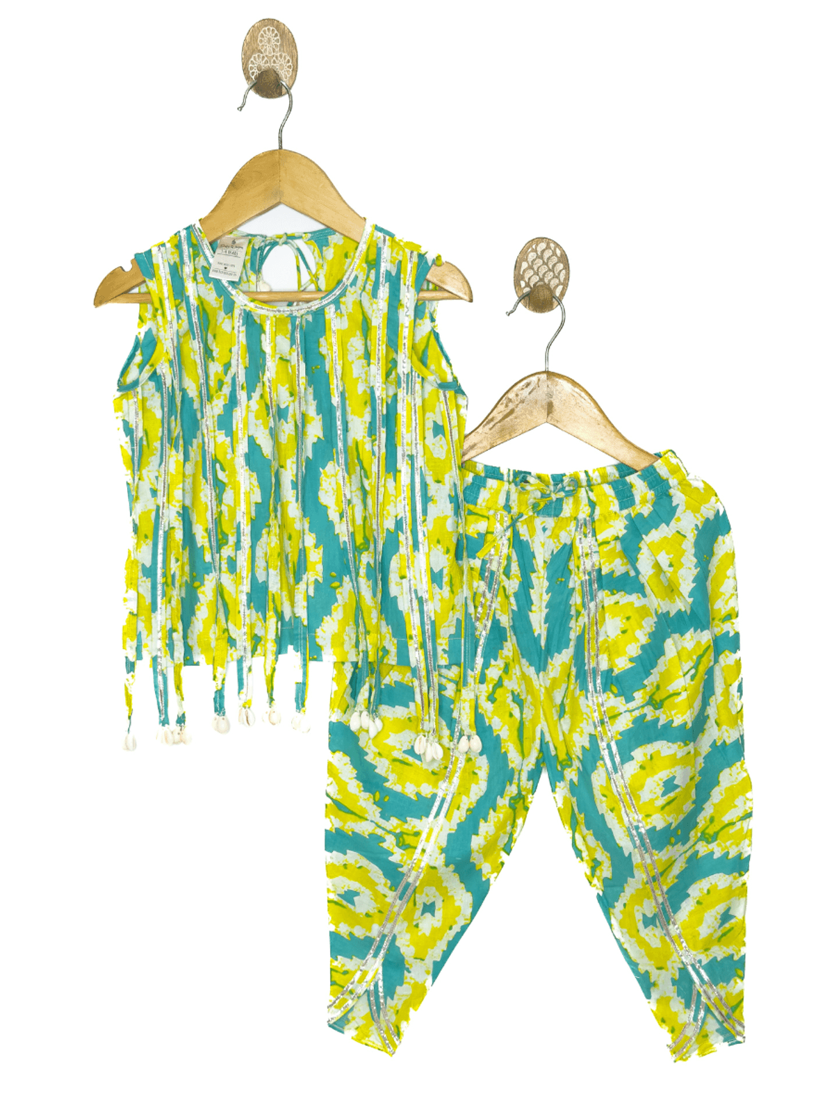 Abstract Dhoti Set with Shells