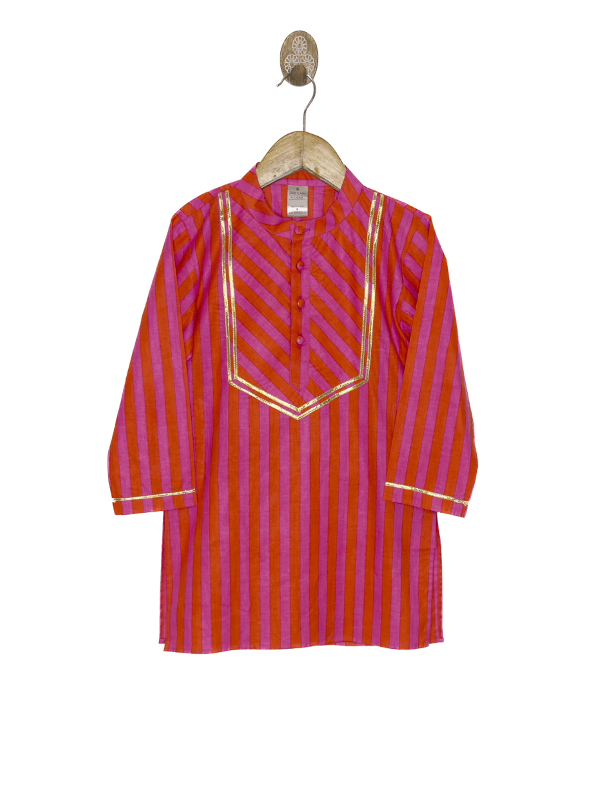 Pink orange stripe kurta boys