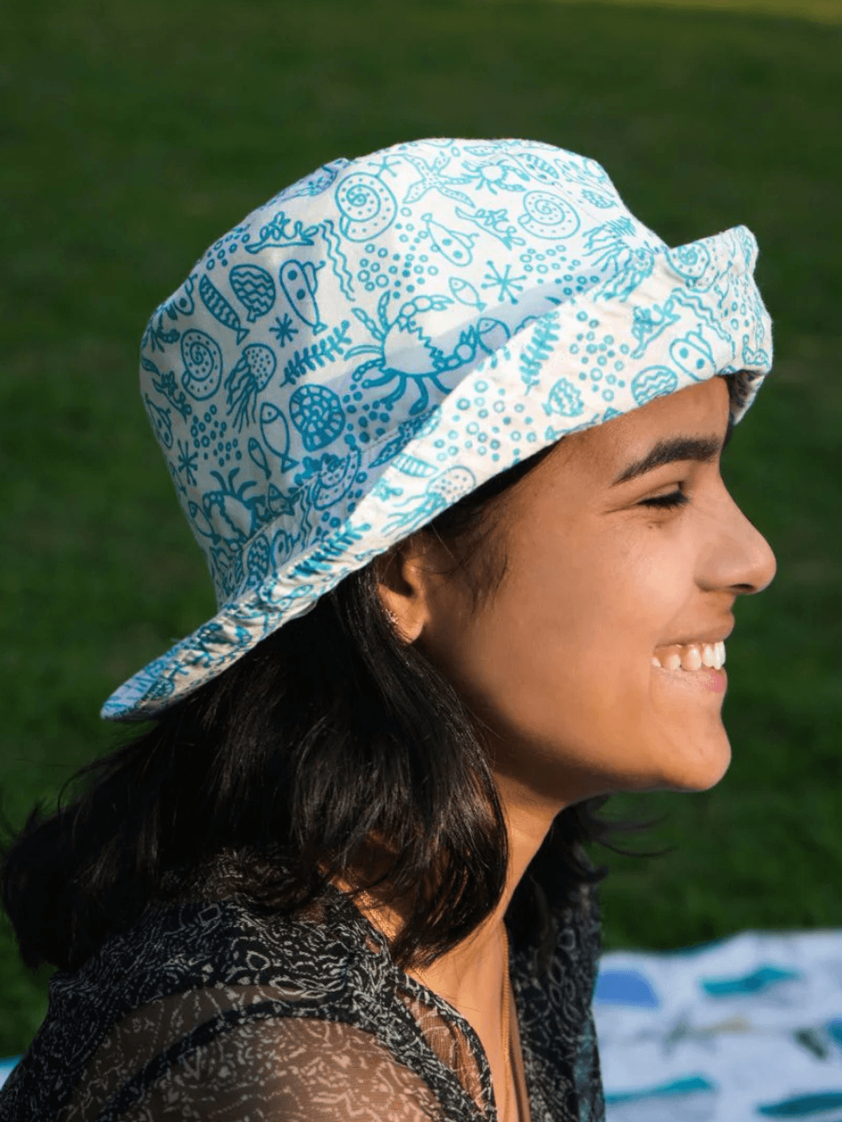 Blue Marine Sea Printed Bucket Hat
