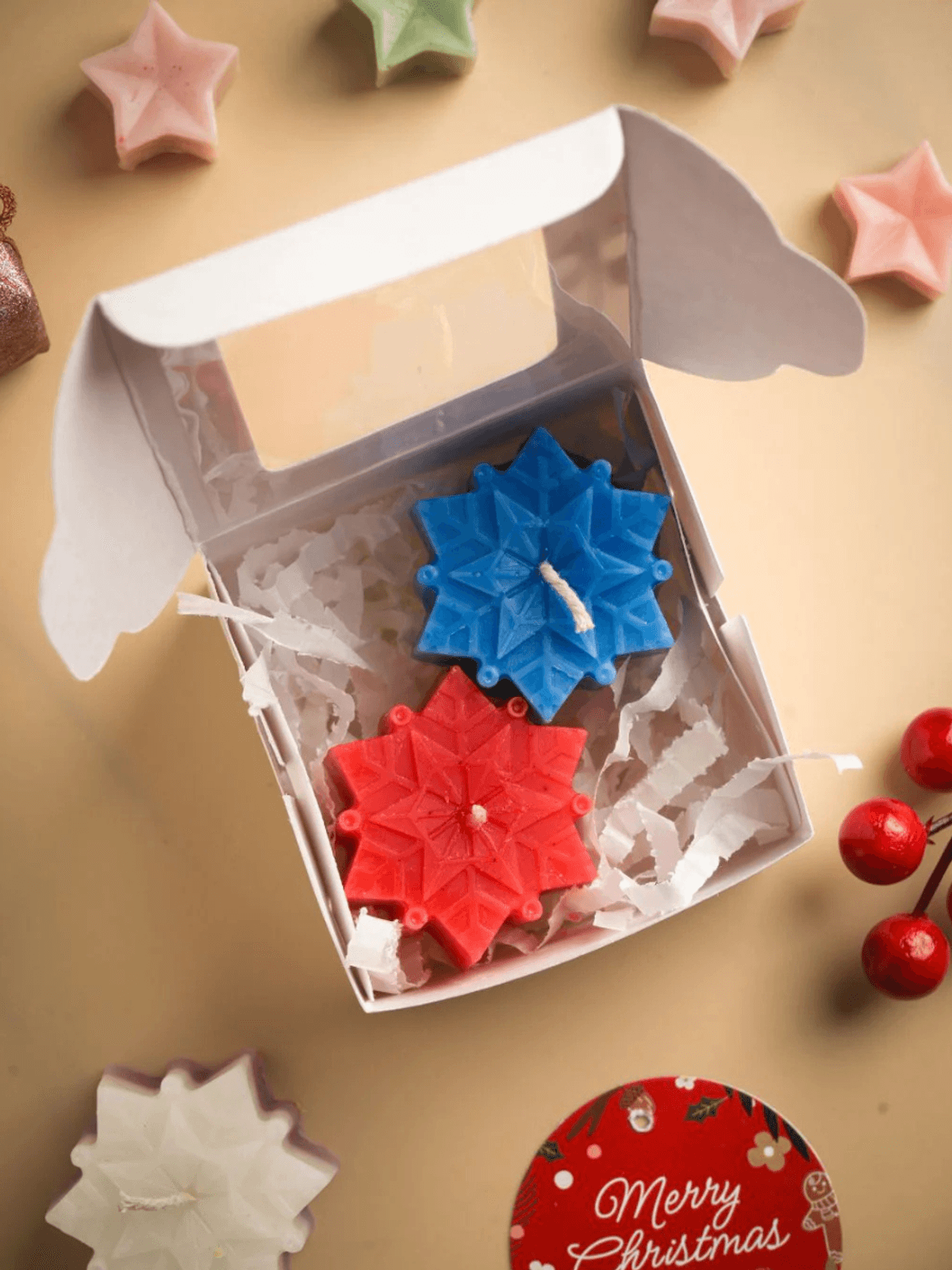 Multicolored Snowflakes Soy Wax Scented Handmade Candle