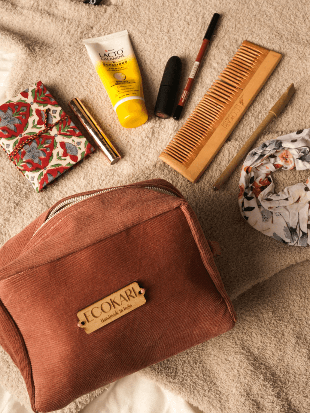 Magenta Voyage Corduroy Travel Pouch