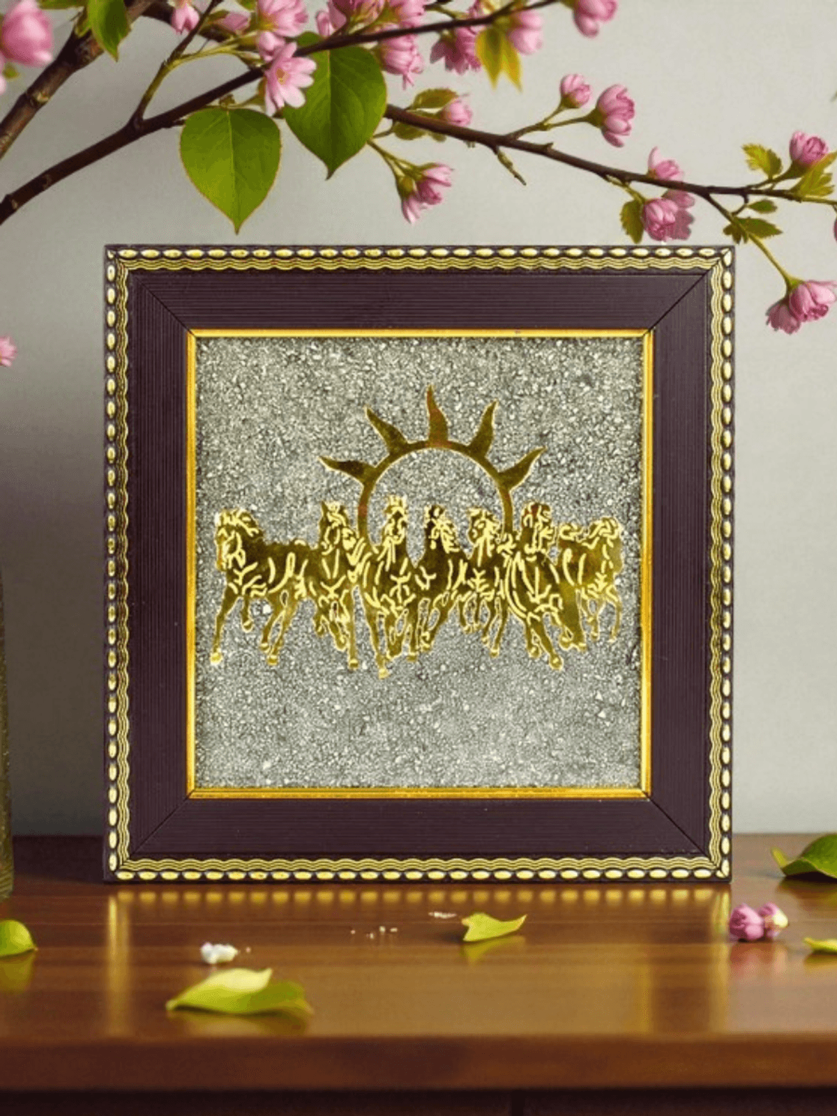 Onearth fortune frame of Pyrite with 7 horses