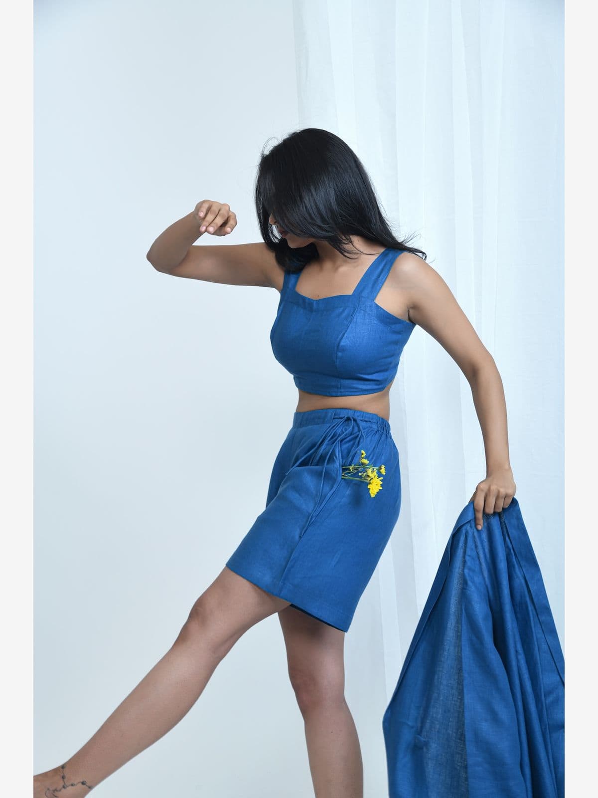 Casual Hemp Shorts with Side-Tying String