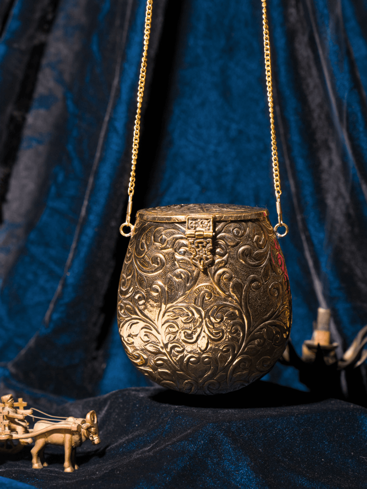 Vintage Brass bucket ethnic Minaudiere
