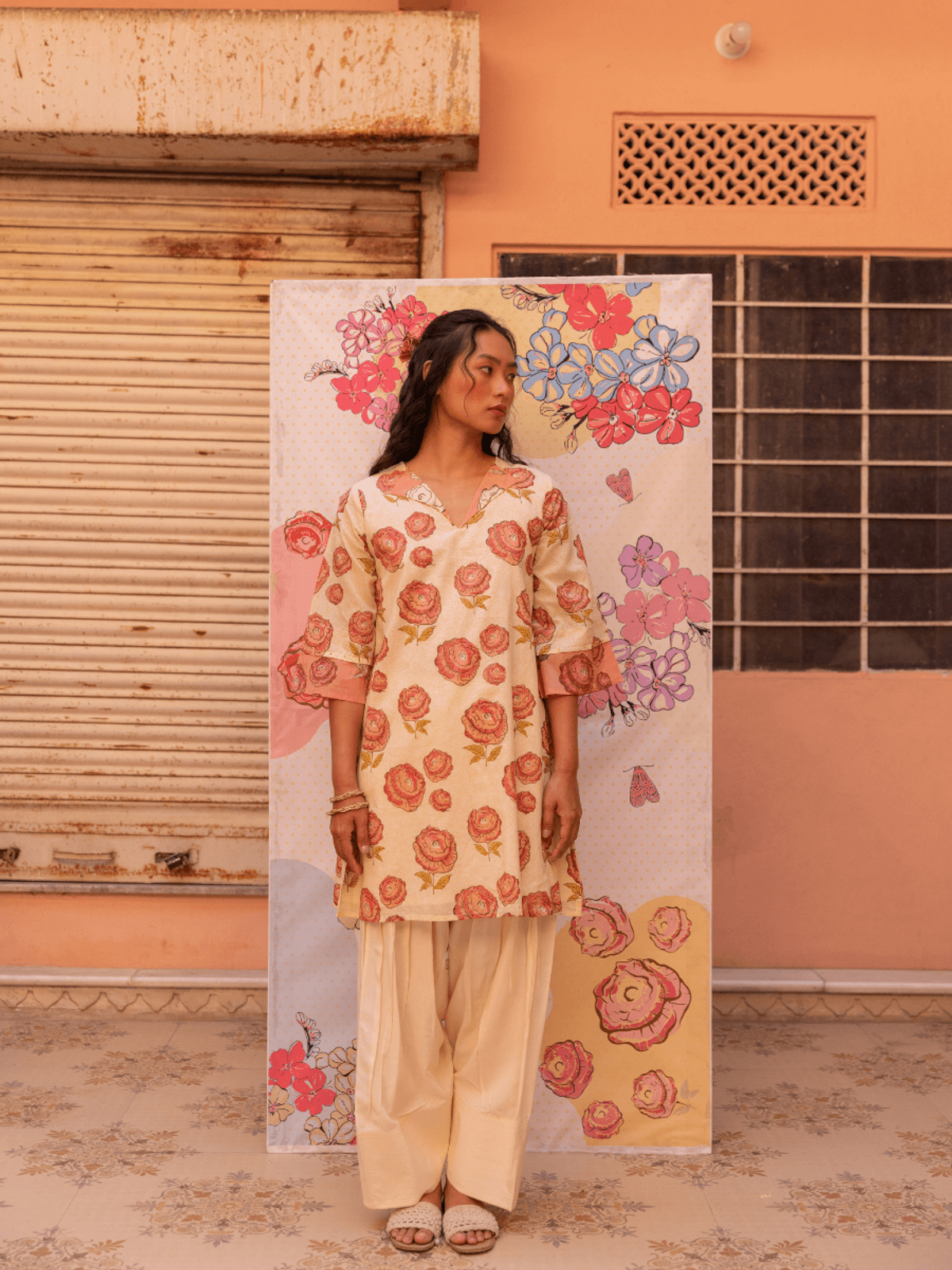 ROSY BLUSH FLORAL KURTA SET