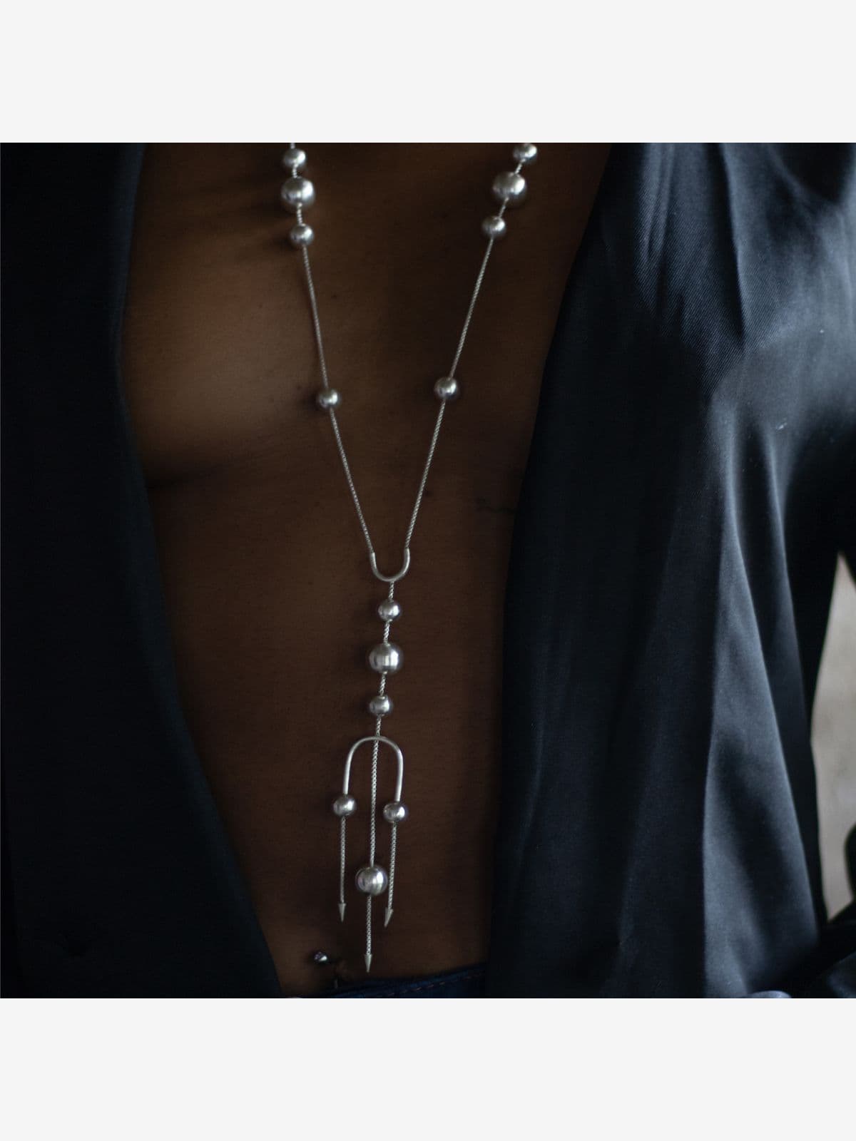 Deco silver trio lariat Deco silver trio lariat