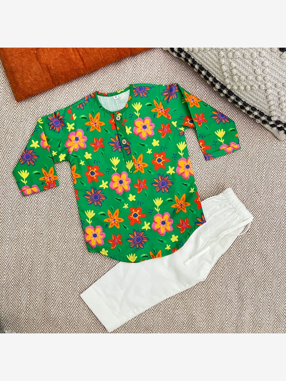 Organic Cotton Unisex Spring Floral Kurta Set Organic Cotton Unisex Spring Floral Kurta Set