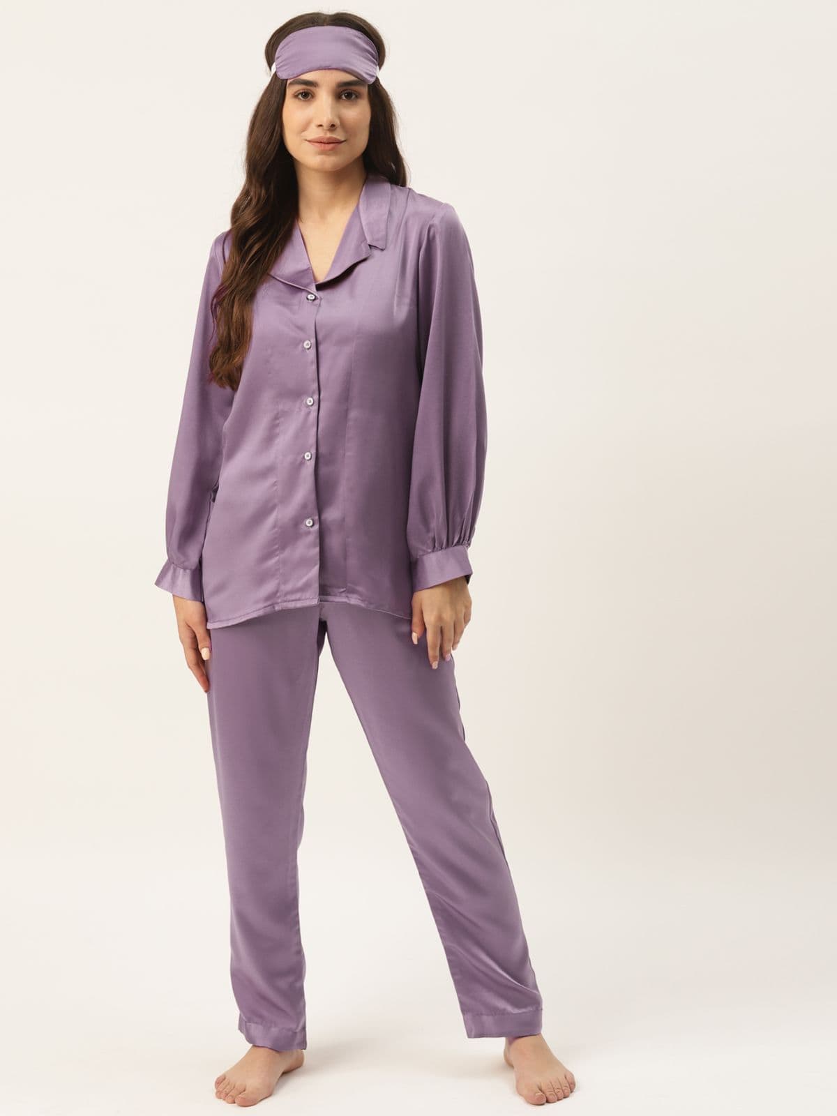 Rapra Wild Lavender Satin Nightwear Pajamas set Rapra Wild Lavender Satin Nightwear Pajamas set