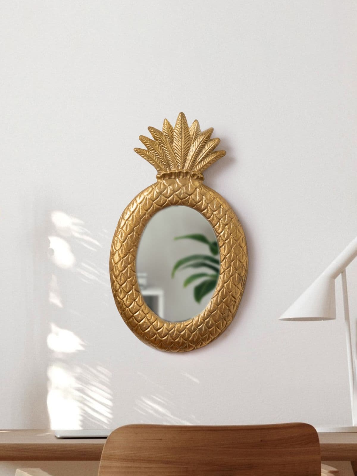 Peppy Pineapple Designer Mirror | Wall Decor | Gold Polished Metal | 18 Inch Peppy Pineapple Designer Mirror | Wall Decor | Gold Polished Metal | 18 Inch