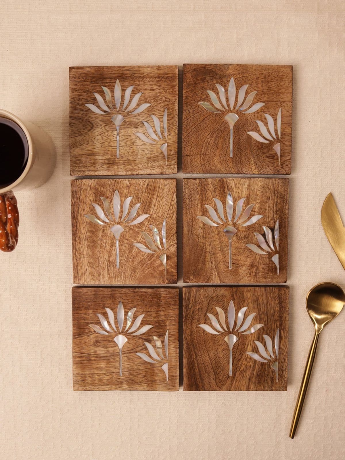 Pearl Blossom Wooden Coasters Pearl Blossom Wooden Coasters