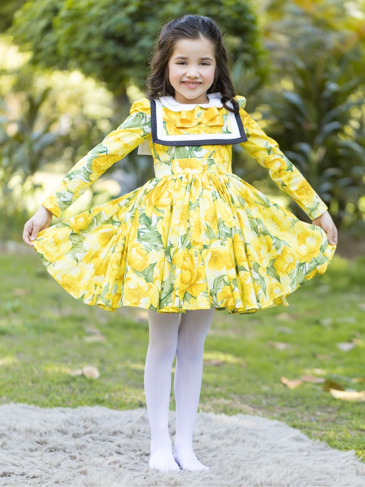 Yellow Peony Dress - Full Sleeves Dress Yellow Peony Dress - Full Sleeves Dress