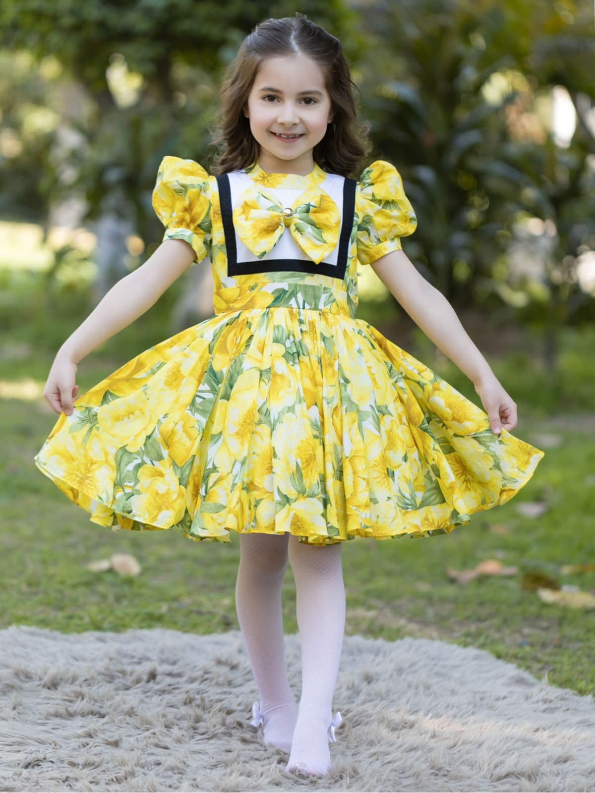 Yellow Peony Dress - Half Sleeves Dress Yellow Peony Dress - Half Sleeves Dress