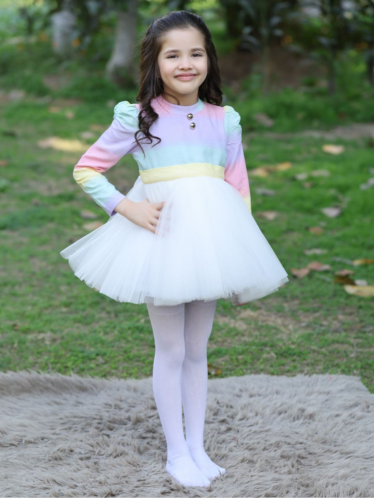 RAINBOW WHITE NET DRESS RAINBOW WHITE NET DRESS