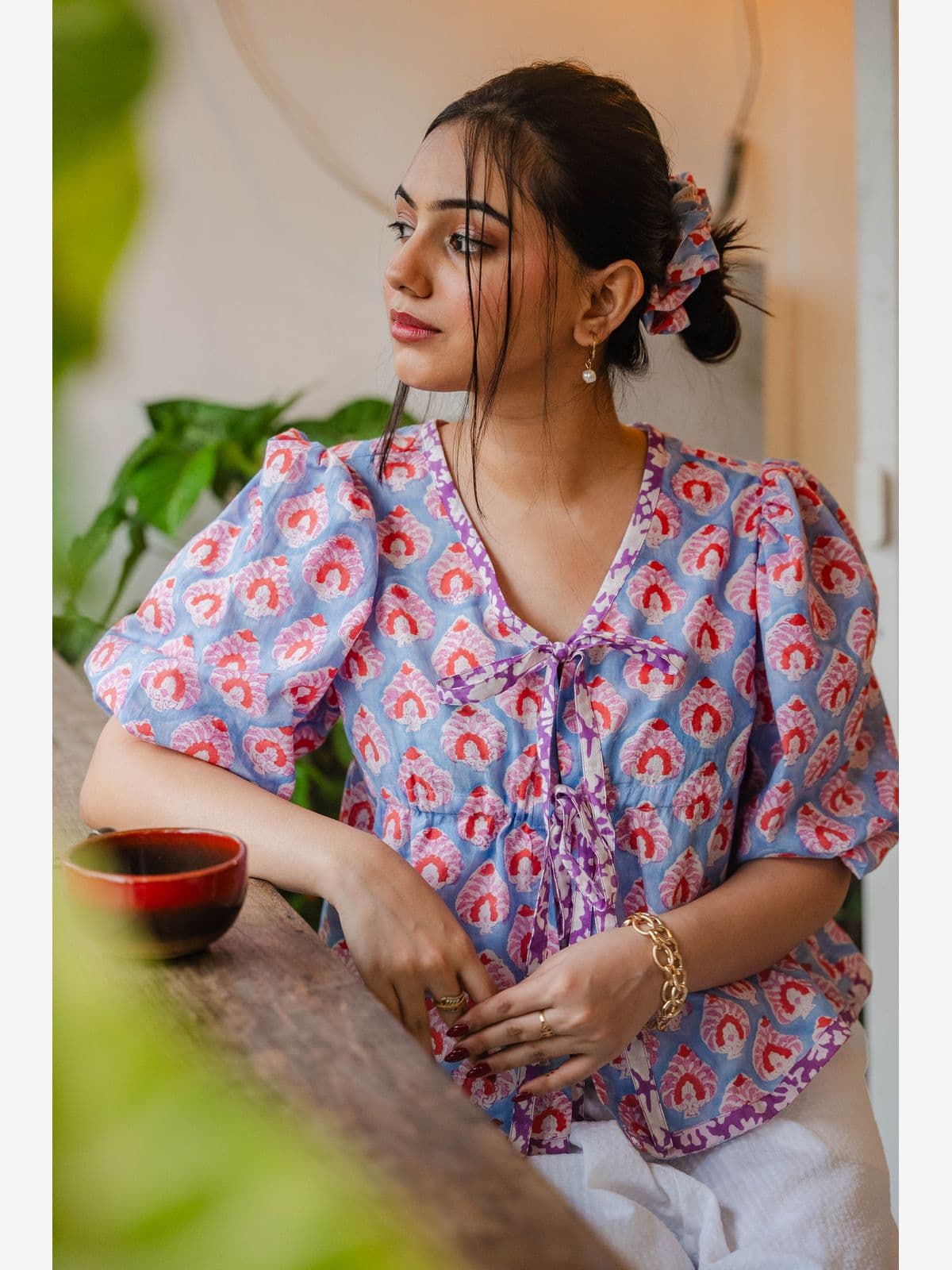 Blue Tie-Up Cotton Top Blue Tie-Up Cotton Top