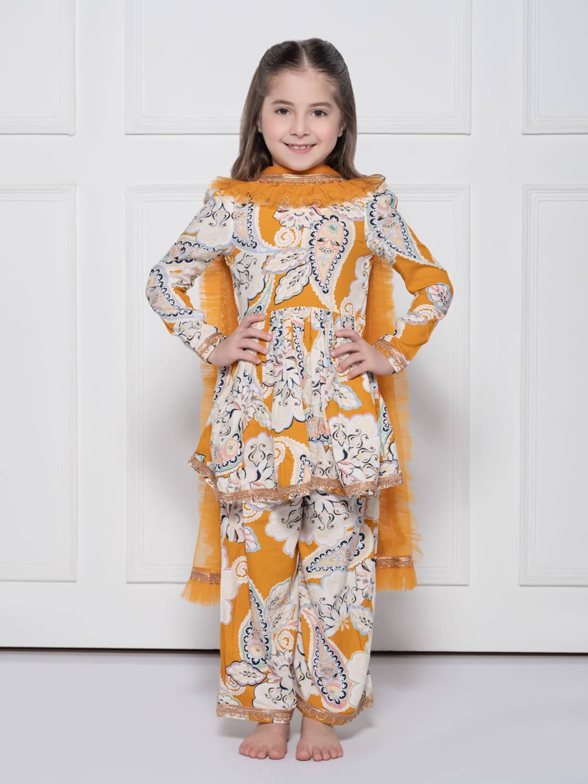 YELLOW COTTON PEASLEY SUIT FOR GIRLS YELLOW COTTON PEASLEY SUIT FOR GIRLS