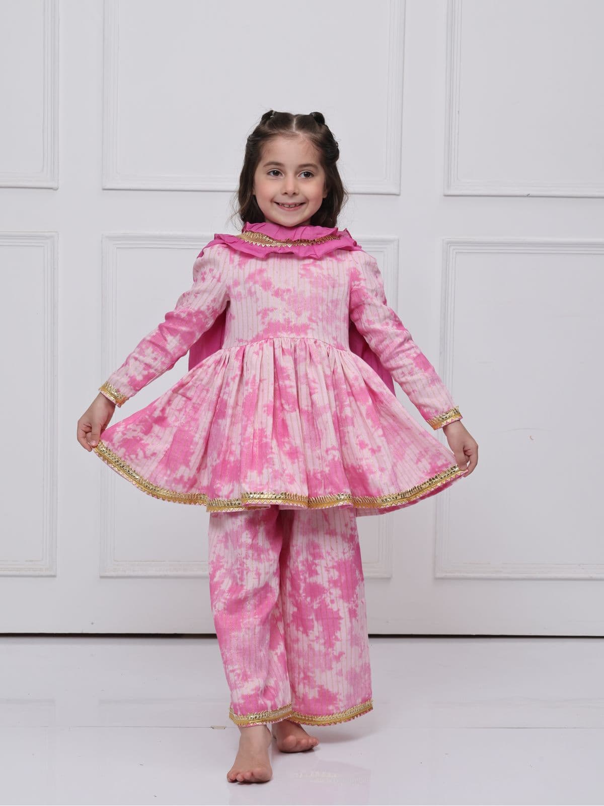 PINK TYE DYE COTTON SUIT FOR GIRLS PINK TYE DYE COTTON SUIT FOR GIRLS