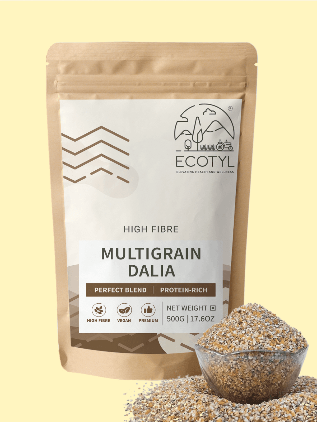 Ecotyl Multigrain Dalia | 5 Super Grains | Porridge | Easy to Make | 500g Ecotyl Multigrain Dalia | 5 Super Grains | Porridge | Easy to Make | 500g
