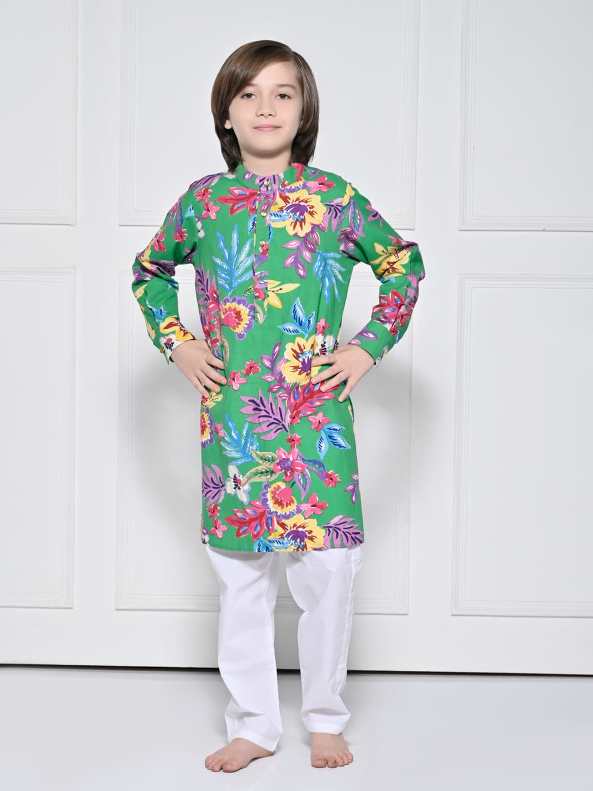 Green floral – A Green Floral kurta set for boys Green floral – A Green Floral kurta set for boys