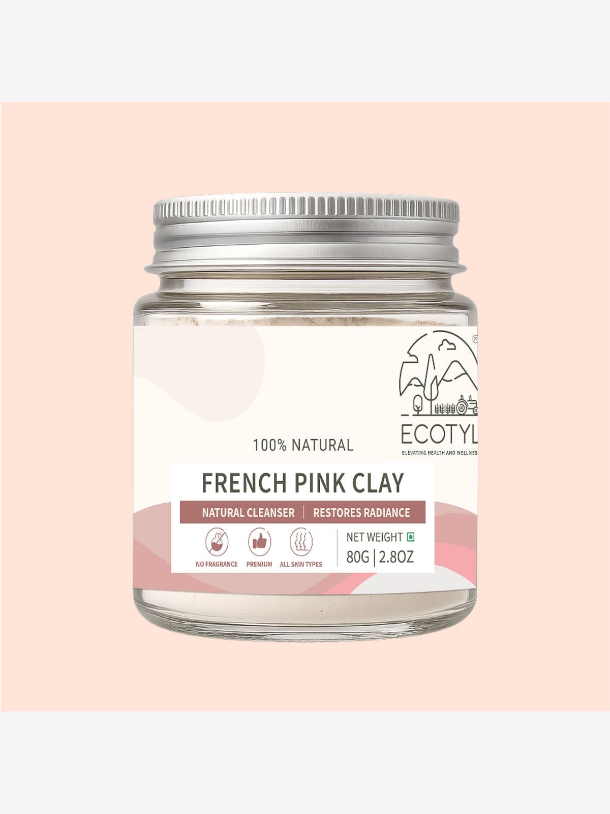 Ecotyl French Pink Clay | Gentle Detox Clay | Skin Brightening | 80g Ecotyl French Pink Clay | Gentle Detox Clay | Skin Brightening | 80g