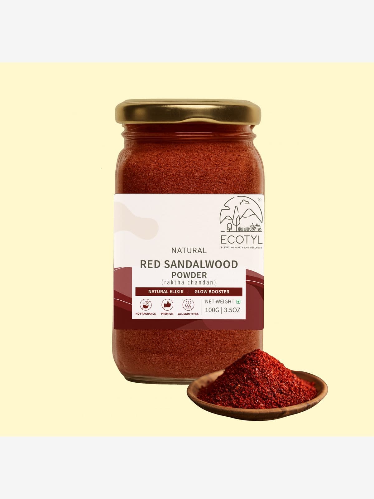 Ecotyl Red Sandalwood Powder | Natural Skin Brightener | Anti-Acne| Ayurvedic Skincare |100g Ecotyl Red Sandalwood Powder | Natural Skin Brightener | Anti-Acne| Ayurvedic Skincare |100g
