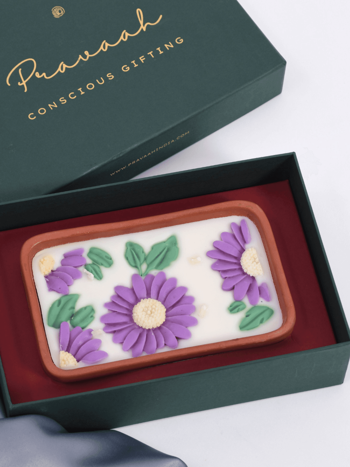 Bagh Hand Poured Floral Soy Candle, 4 Wicks in Terracotta Bowl, Lavender Vanilla Bagh Hand Poured Floral Soy Candle, 4 Wicks in Terracotta Bowl, Lavender Vanilla