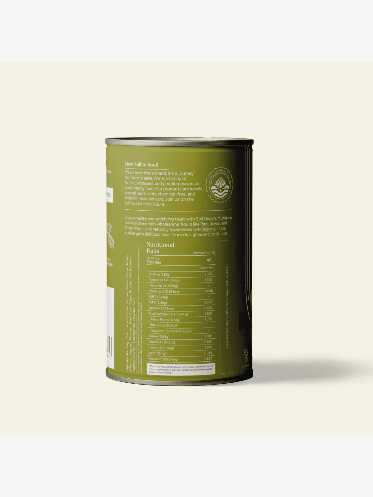 Soil Origin Multigrain Cookies | Cardamom Flavour | Enriched with Ghee | Zero Maida | Healthy Cookies - 100g Soil Origin Multigrain Cookies | Cardamom Flavour | Enriched with Ghee | Zero Maida | Healthy Cookies - 100g