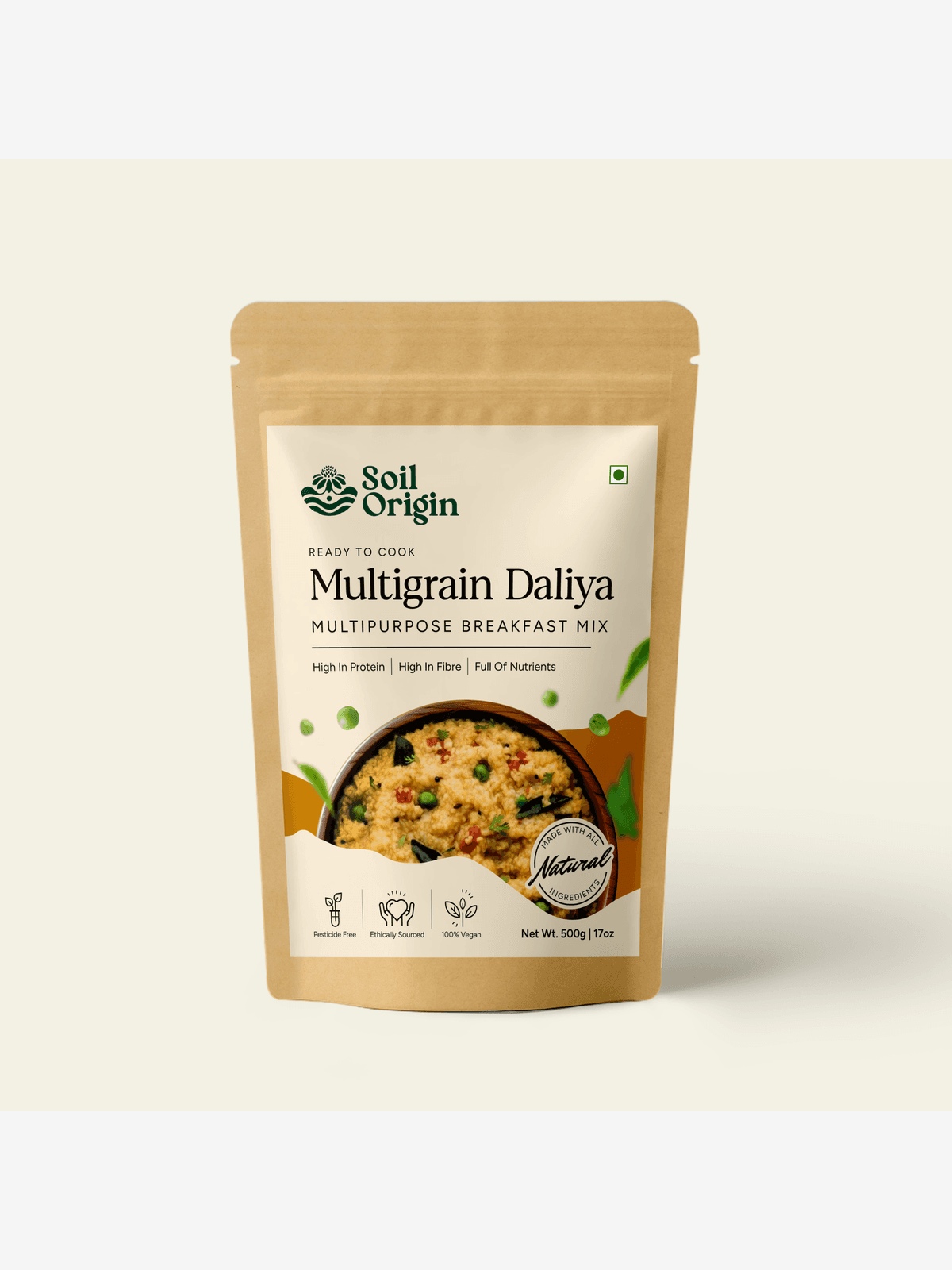 Soil Origin Multigrain Daliya | Rich in Fiber & Protein | Nutrition Rich - 500 Gm Soil Origin Multigrain Daliya | Rich in Fiber & Protein | Nutrition Rich - 500 Gm