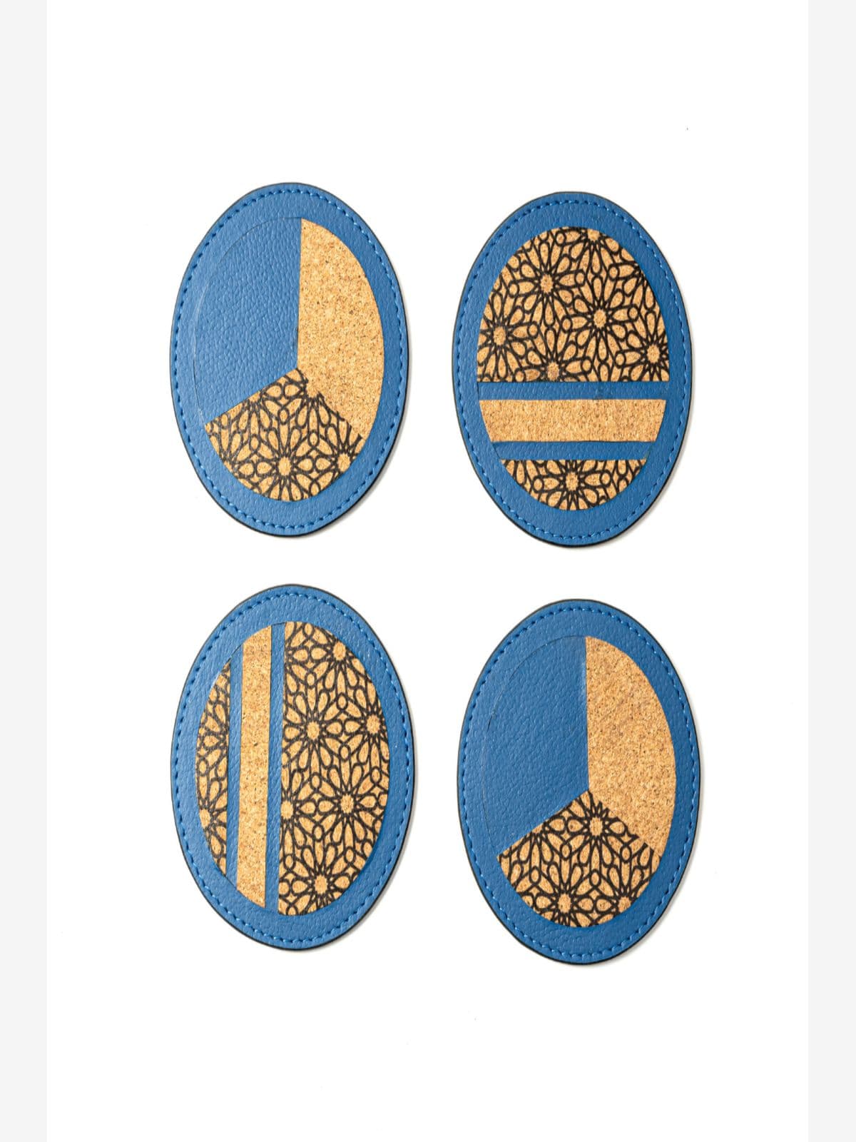 Green Hermitage Coasters Corporate Gift Banana Leather & Printed Cork | Set of 4 (Blue) Green Hermitage Coasters Corporate Gift Banana Leather & Printed Cork | Set of 4 (Blue)
