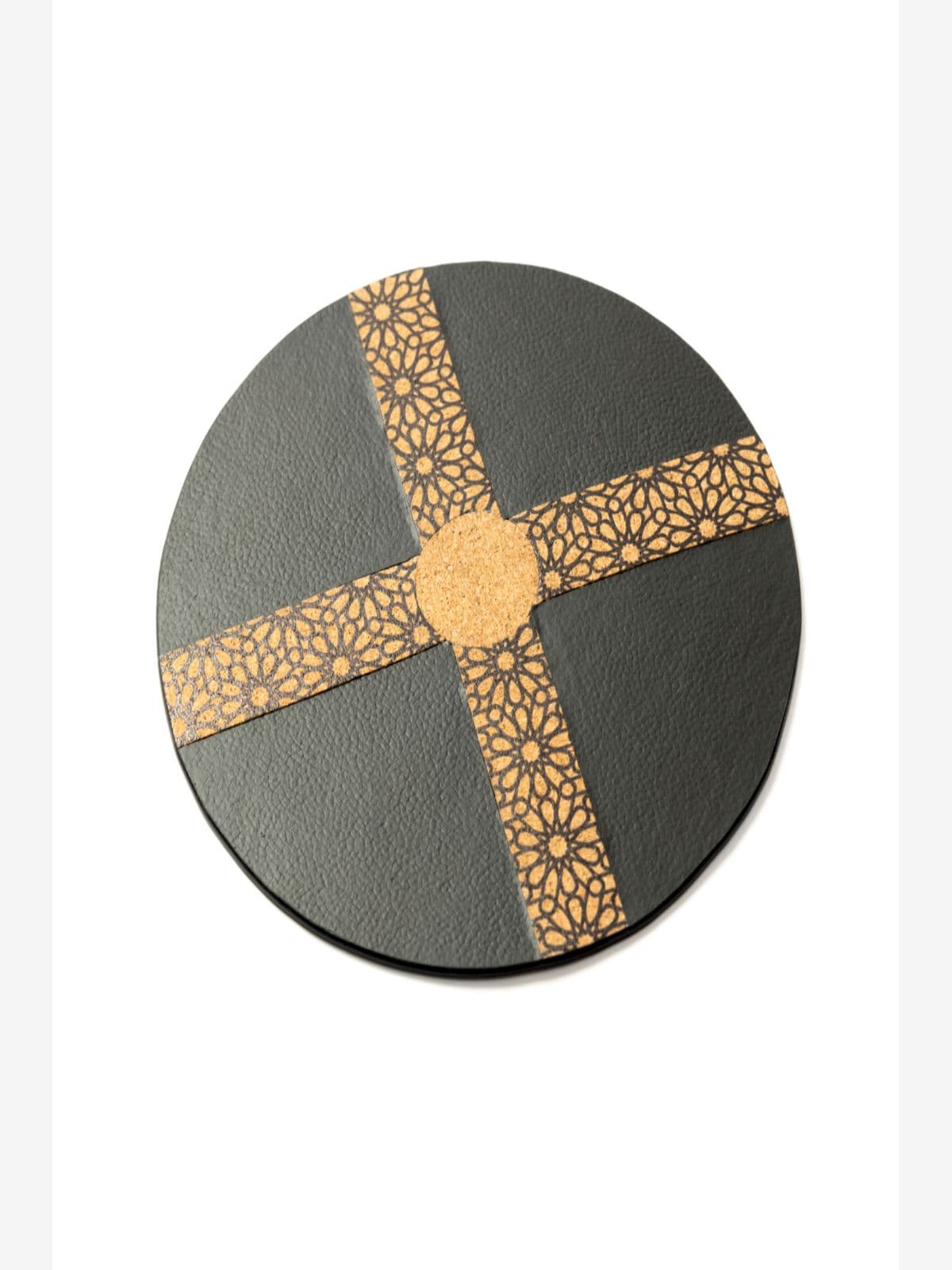 Green Hermitage Mouse Pad Plant Leather & Cork | Circular (Black & Cork) Green Hermitage Mouse Pad Plant Leather & Cork | Circular (Black & Cork)